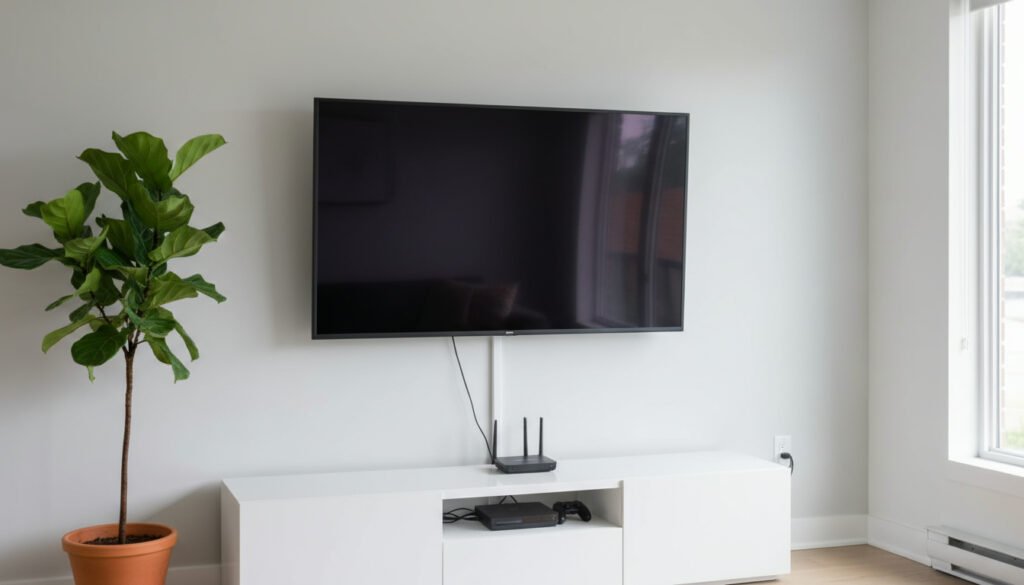 cacher les câbles tv murale sans percer avec goulotte adhésive